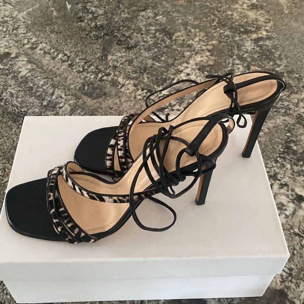 IRO Capucin zebra-print calf hair and leather sandals - Picture 3 of 8
